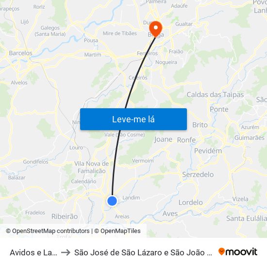 Avidos e Lagoa to São José de São Lázaro e São João do Souto map