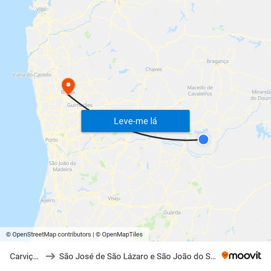 Carviçais to São José de São Lázaro e São João do Souto map