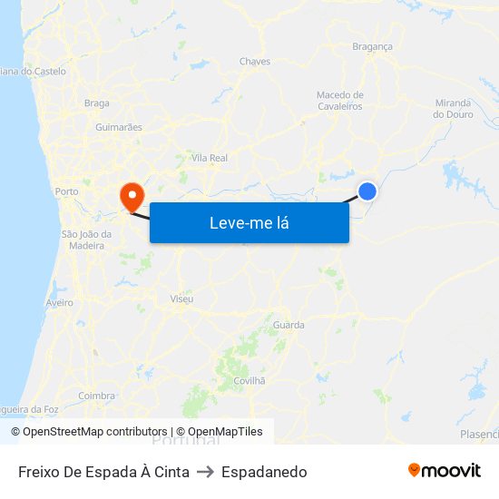 Freixo De Espada À Cinta to Espadanedo map