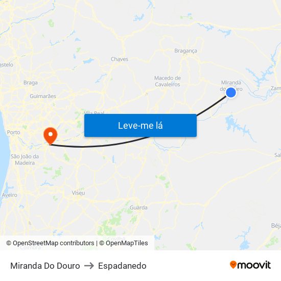 Miranda Do Douro to Espadanedo map