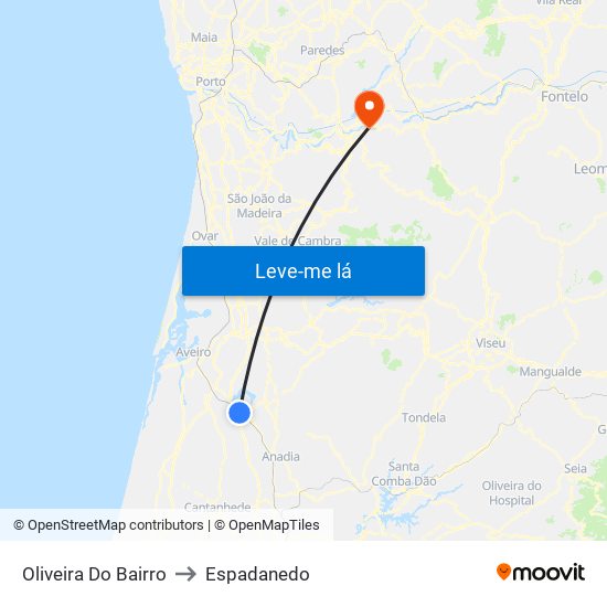 Oliveira Do Bairro to Espadanedo map