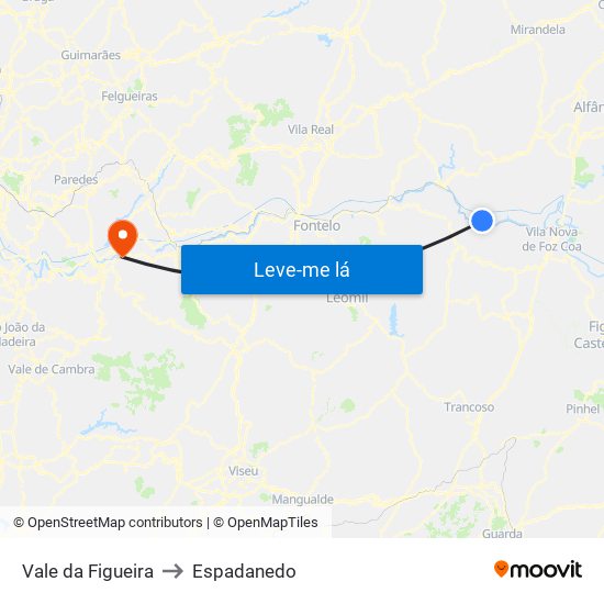 Vale da Figueira to Espadanedo map