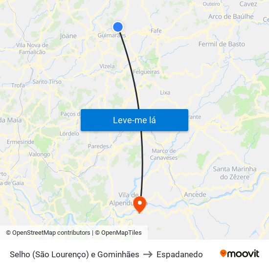 Selho (São Lourenço) e Gominhães to Espadanedo map