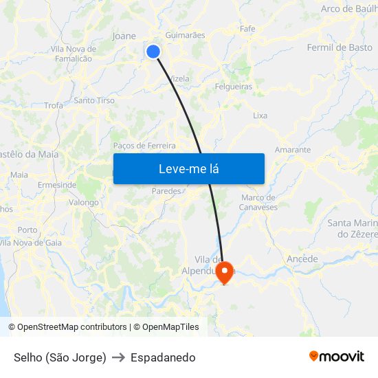 Selho (São Jorge) to Espadanedo map
