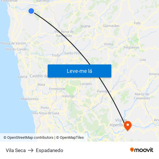Vila Seca to Espadanedo map