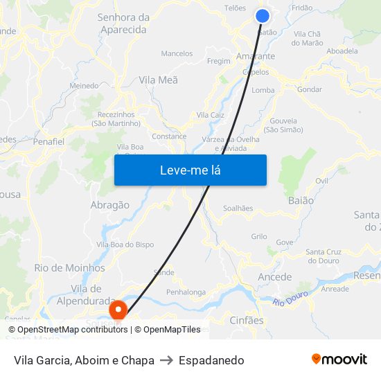 Vila Garcia, Aboim e Chapa to Espadanedo map