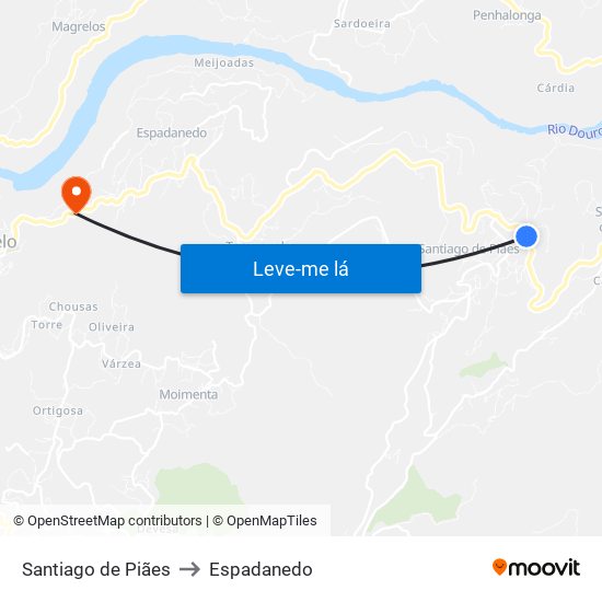 Santiago de Piães to Espadanedo map
