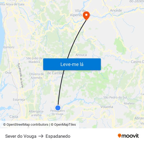 Sever do Vouga to Espadanedo map