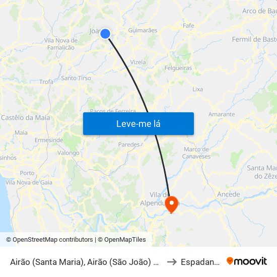 Airão (Santa Maria), Airão (São João) e Vermil to Espadanedo map