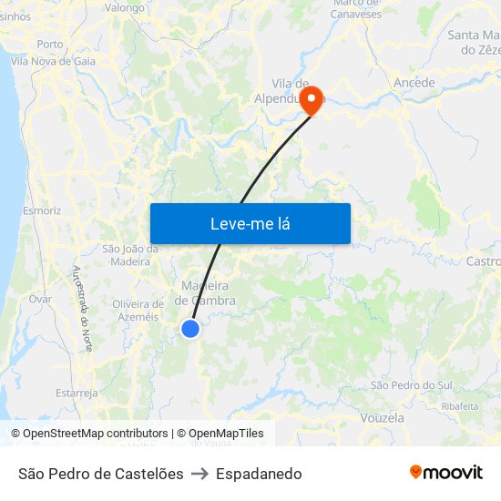 São Pedro de Castelões to Espadanedo map