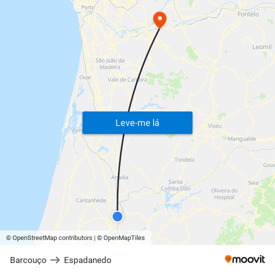 Barcouço to Espadanedo map
