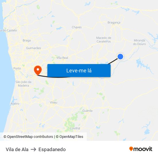 Vila de Ala to Espadanedo map