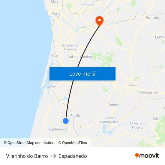 Vilarinho do Bairro to Espadanedo map