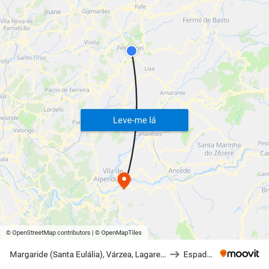Margaride (Santa Eulália), Várzea, Lagares, Varziela e Moure to Espadanedo map