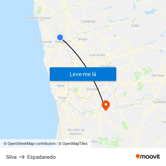 Silva to Espadanedo map