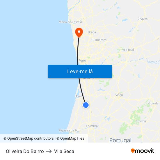 Oliveira Do Bairro to Vila Seca map