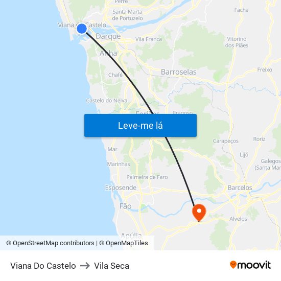 Viana Do Castelo to Vila Seca map