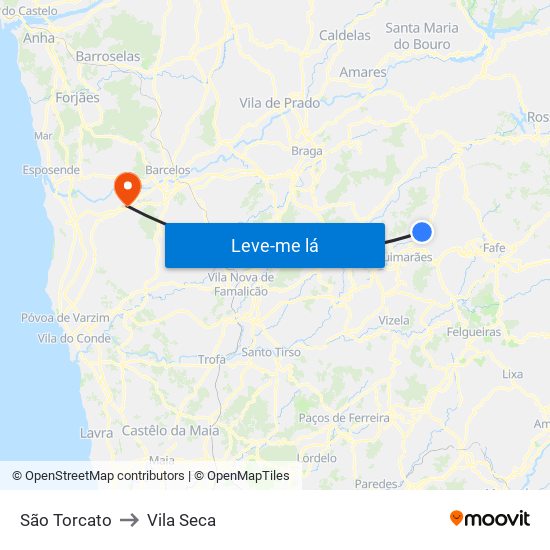 São Torcato to Vila Seca map