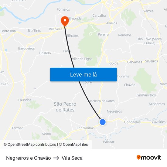 Negreiros e Chavão to Vila Seca map