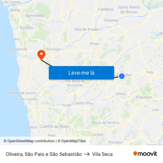 Oliveira, São Paio e São Sebastião to Vila Seca map