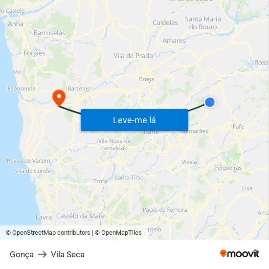 Gonça to Vila Seca map