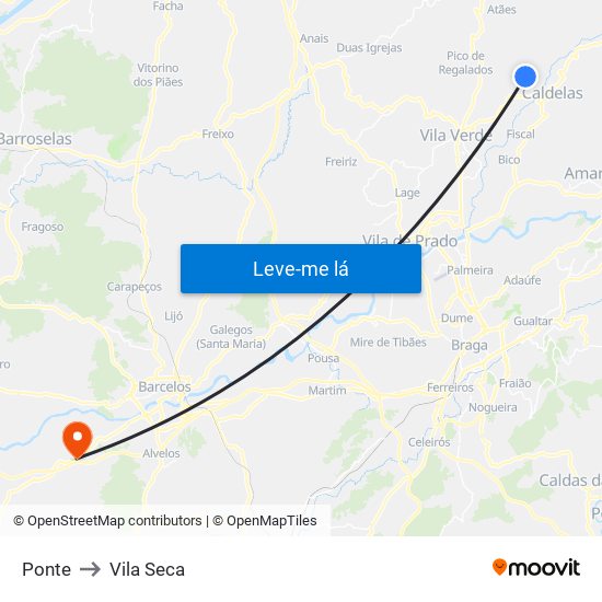 Ponte to Vila Seca map