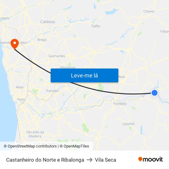 Castanheiro do Norte e Ribalonga to Vila Seca map