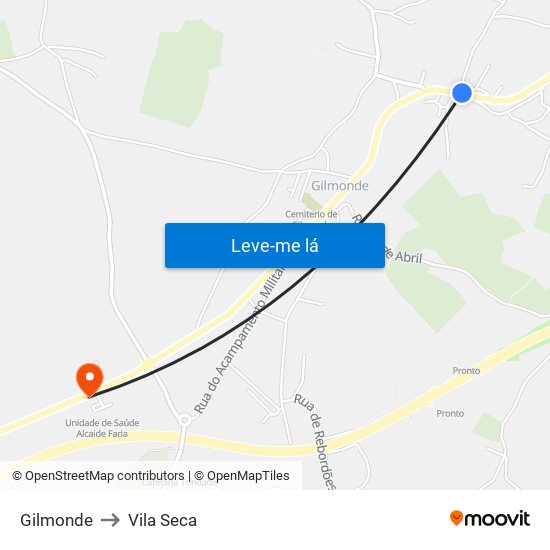 Gilmonde to Vila Seca map