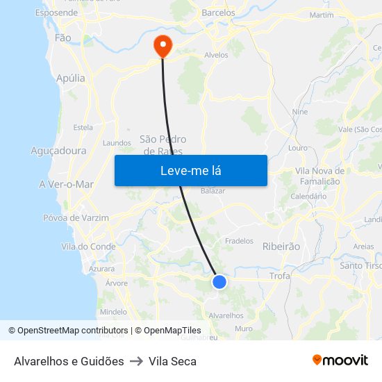 Alvarelhos e Guidões to Vila Seca map