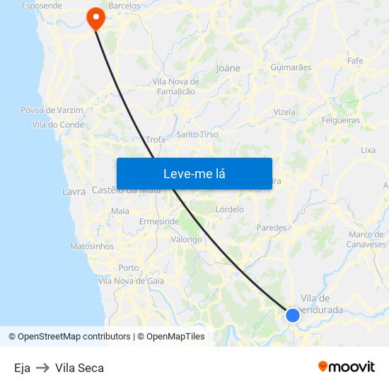 Eja to Vila Seca map