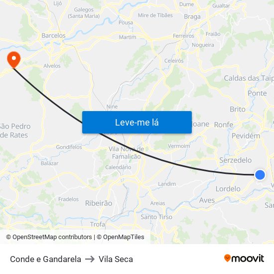 Conde e Gandarela to Vila Seca map