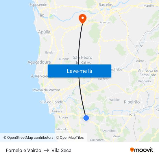 Fornelo e Vairão to Vila Seca map