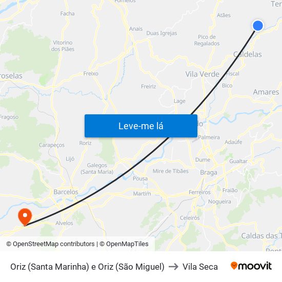 Oriz (Santa Marinha) e Oriz (São Miguel) to Vila Seca map