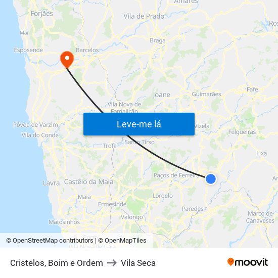 Cristelos, Boim e Ordem to Vila Seca map