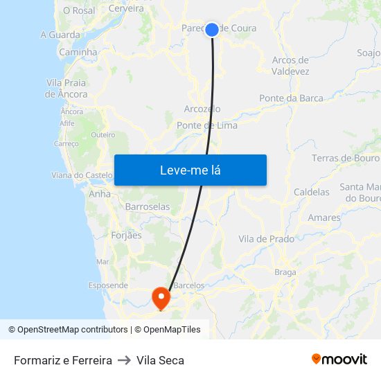 Formariz e Ferreira to Vila Seca map