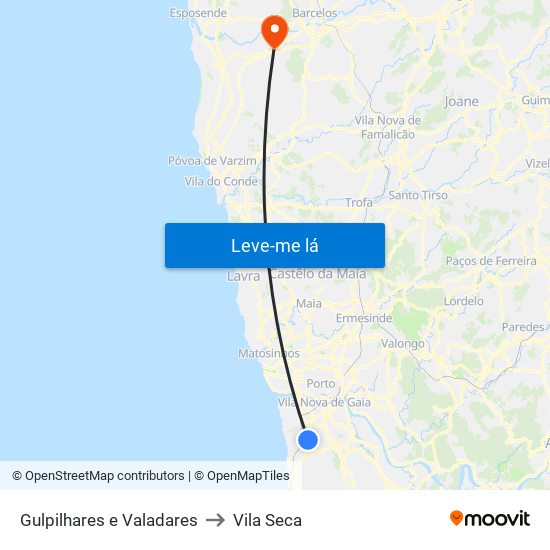 Gulpilhares e Valadares to Vila Seca map