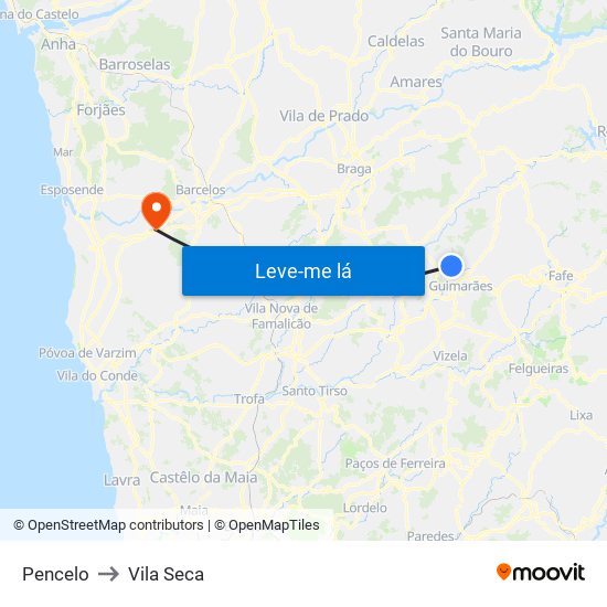 Pencelo to Vila Seca map