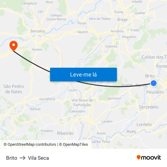 Brito to Vila Seca map