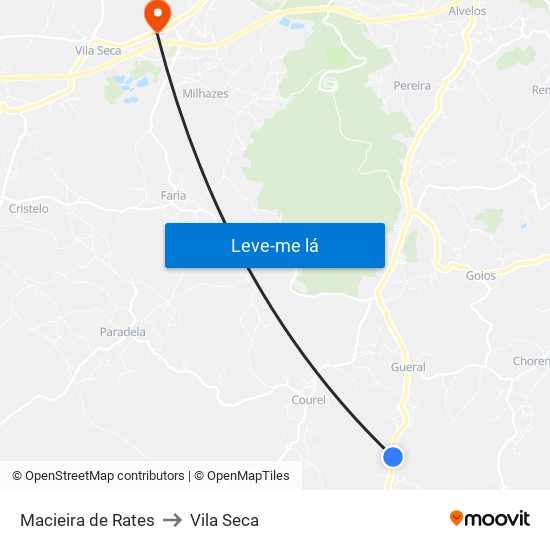 Macieira de Rates to Vila Seca map