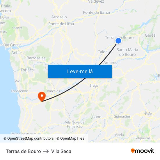 Terras de Bouro to Vila Seca map