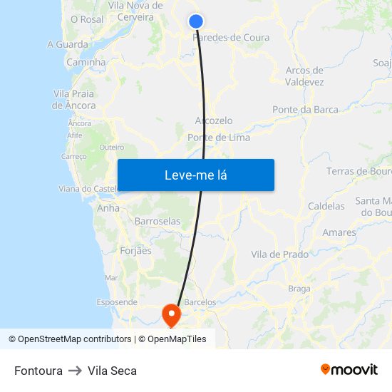 Fontoura to Vila Seca map