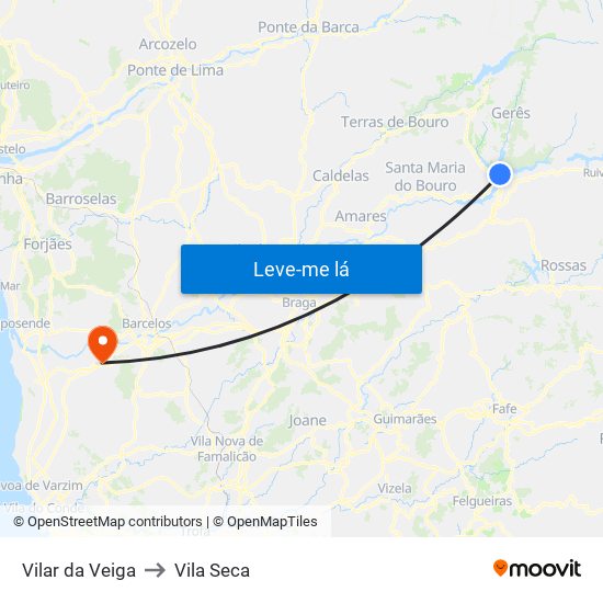 Vilar da Veiga to Vila Seca map