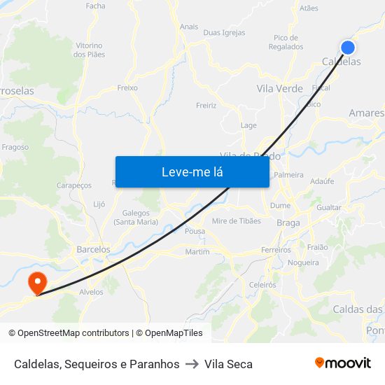 Caldelas, Sequeiros e Paranhos to Vila Seca map