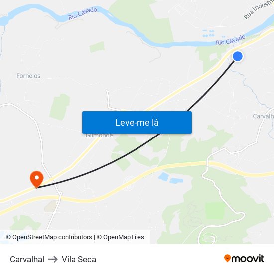 Carvalhal to Vila Seca map