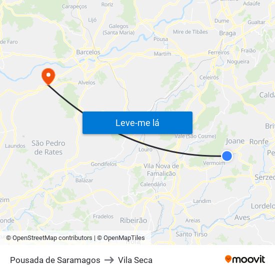 Pousada de Saramagos to Vila Seca map