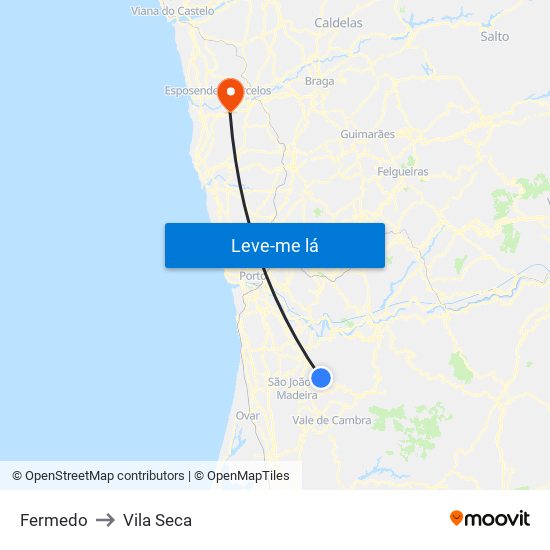 Fermedo to Vila Seca map