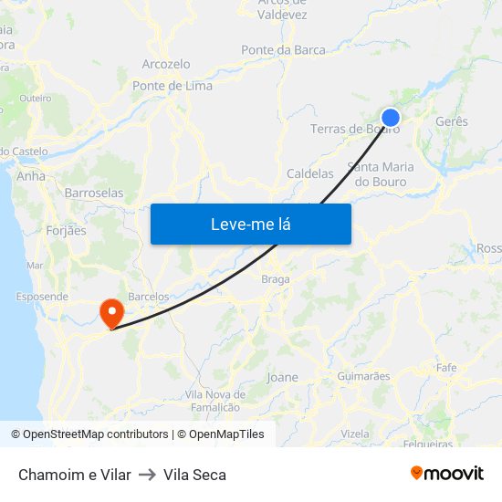 Chamoim e Vilar to Vila Seca map