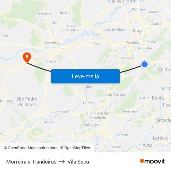 Morreira e Trandeiras to Vila Seca map
