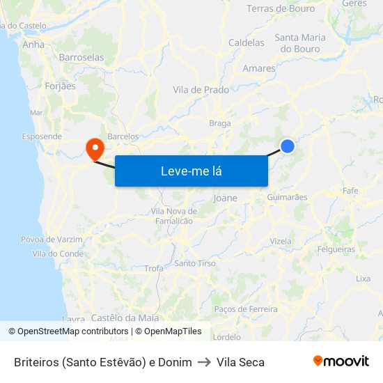 Briteiros (Santo Estêvão) e Donim to Vila Seca map