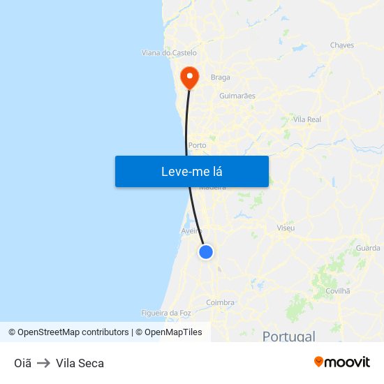 Oiã to Vila Seca map